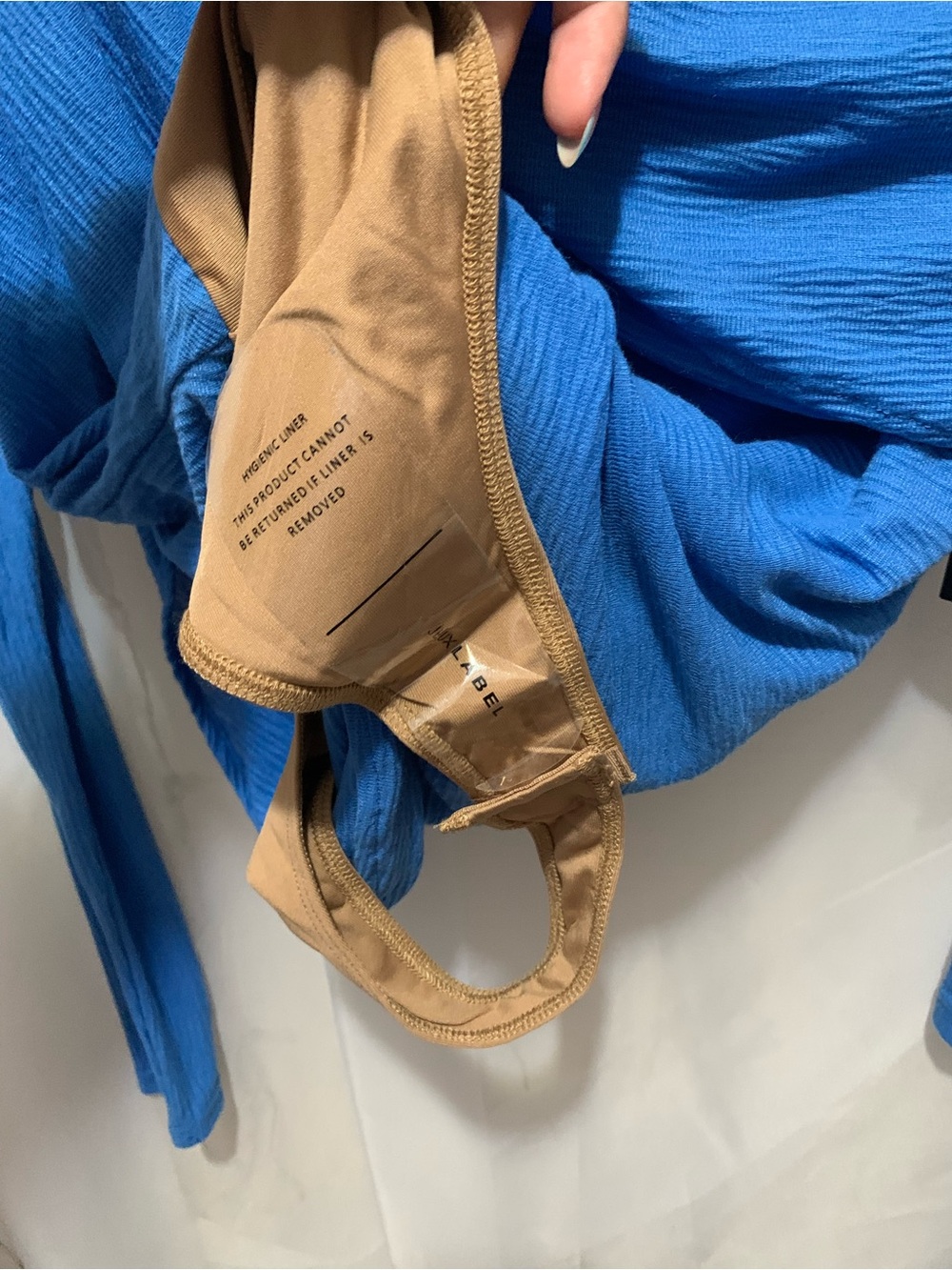 JLUXLABEL Blue Textured One Shoulder Bodysuit - Picture 7 of 8